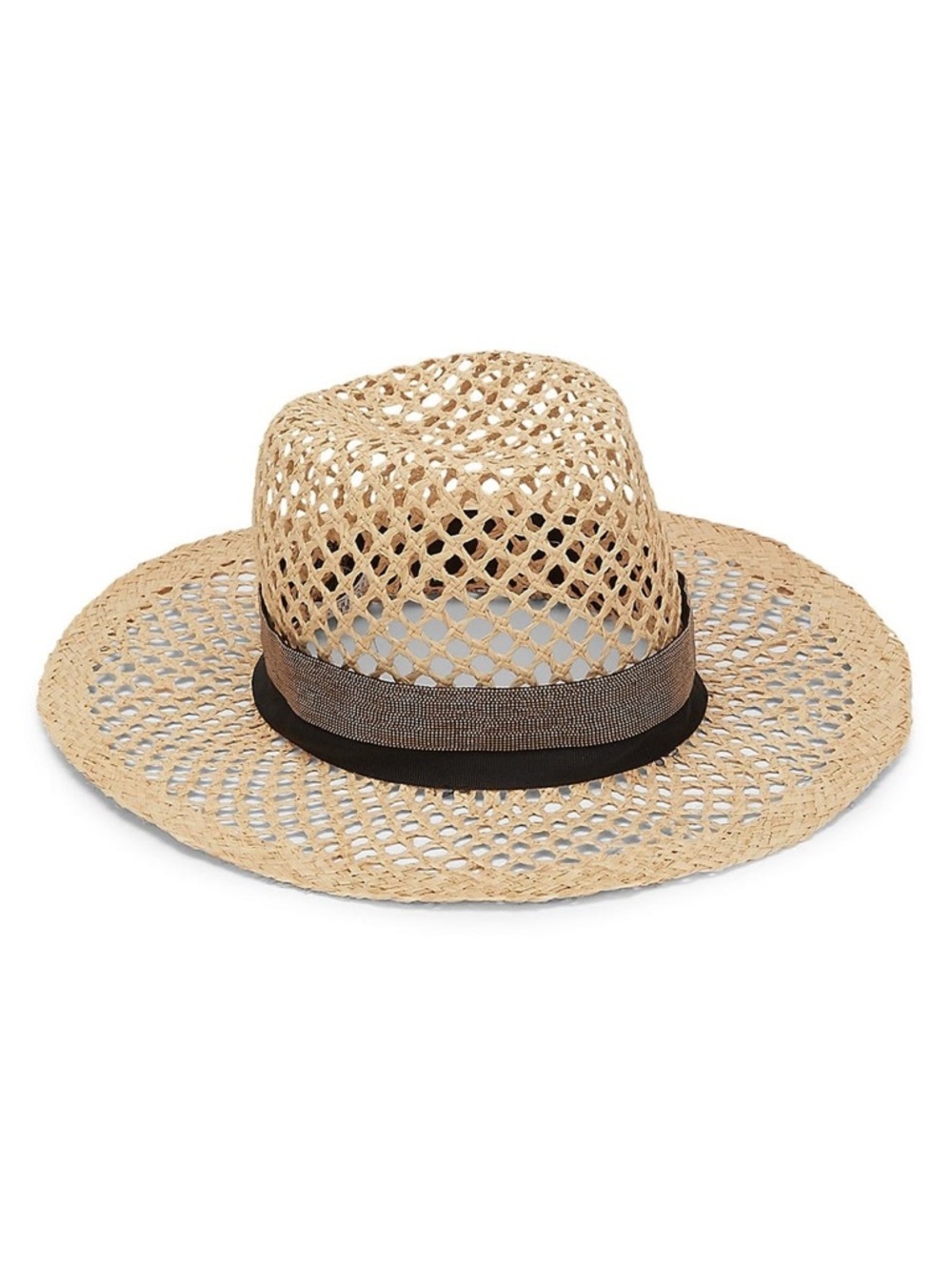 Brunello Cucinelli Natural Raffia Monili&Grosgrian Fedora &hat box.Brand New